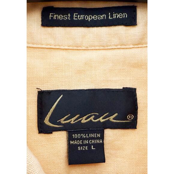 Luau Mens 100% Linen Short Sleeve Button Front Shirt Lightweight Vacation Summer - Picture 4 of 4